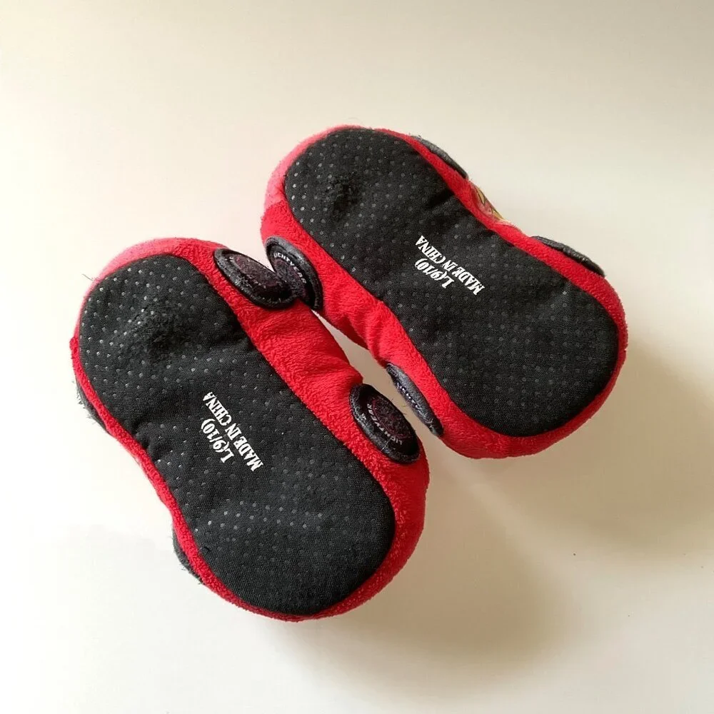 Disney Lightning McQueen Plush Slippers Unisex EUC